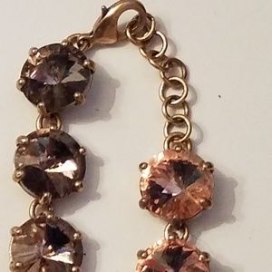Smoky Grey/Pink Quartz Rhinestone & Gold Bracelet
